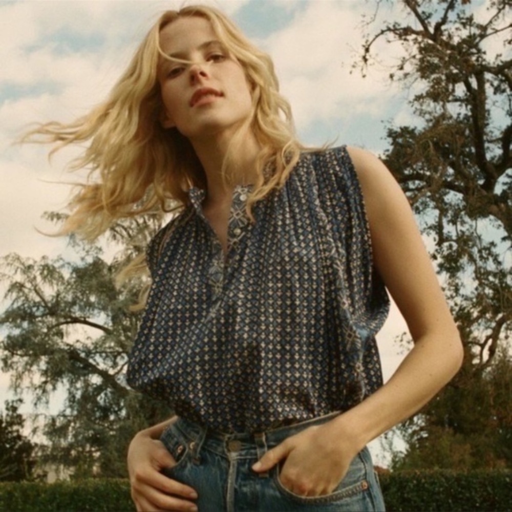 Doen Darjeeling in Dark Navy Block Print Size XS